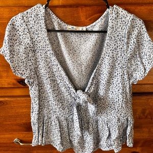 Light blue small cheetah print blouse